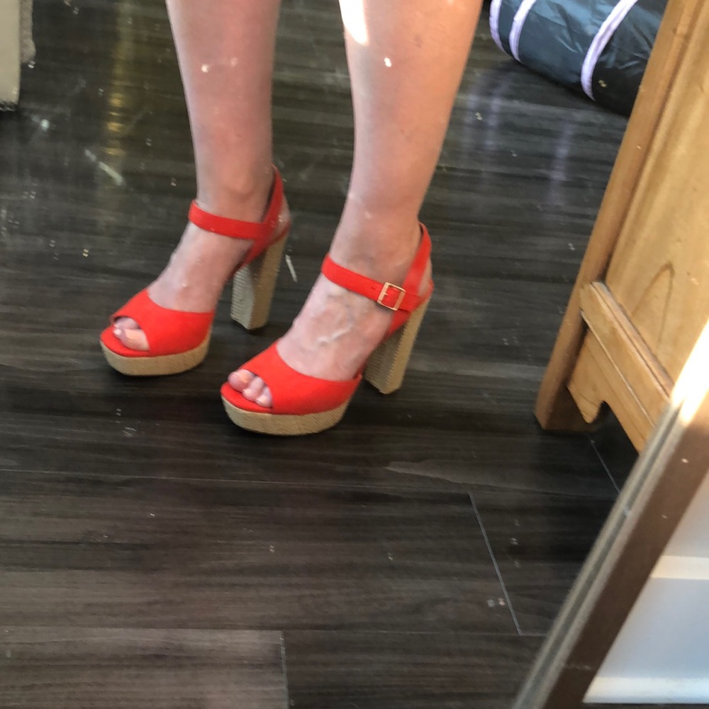 NBW Jessica Simpson Priella Tangerine and Natural Platform Sandal - Picture 10 of 11